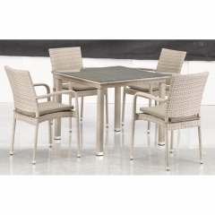 Комплект плетеной мебели Афина-мебель T257C/Y376C-W85 Latte 4+1 + подушки на стульях