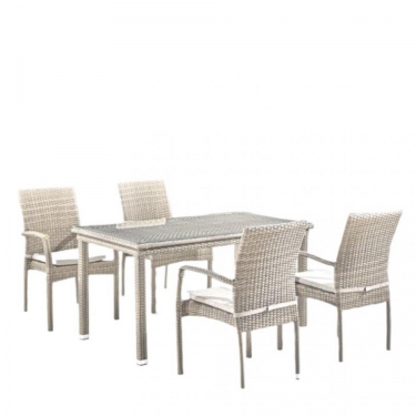 Комплект плетеной мебели Афина-мебель T256C/Y376C-W85 Latte 4+1 + подушки на стульях