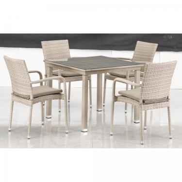 Комплект плетеной мебели Афина-мебель T256C/Y376C-W85 Latte 4+1 + подушки на стульях