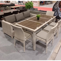 Комплект плетеной мебели Афина-мебель T365/S65/Y380C-W85 8PCS Latte 8+1 + подушки