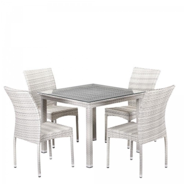 Комплект плетеной мебели Афина-мебель T257C/Y380-W85-90x90 4Pcs Latte