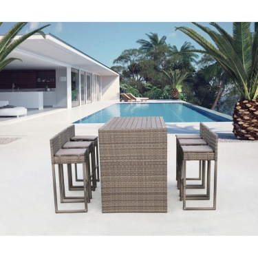 Барный комплект плетеной мебели Афина-мебель T390GD/Y390G-W78_6Pcs Grey