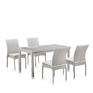 Комплект плетеной мебели Афина-мебель T256С/Y380C-W85 Latte 140х80 4+1 + подушки в комплекте