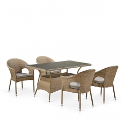 Обеденный комплект плетеной мебели Афина-мебель T198B/Y79B-W56 Light Brown 4+1
