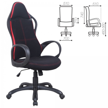 Компьютерное кресло BRABIX Force EX-516 Черный-красный