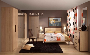Кровать 1600 Глазовская МФ BAUHAUS 2 Дуб Сонома/Орех шоколадныйспальня