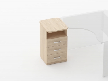 Тумба приставная на 3 ящика с нишей Персона Грата Glassy 3.10.13 Бук светлый