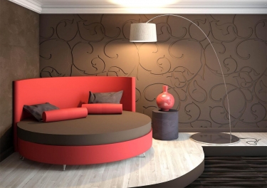 Круглая кровать Конкорд Caprice 200x200 Красная ткань