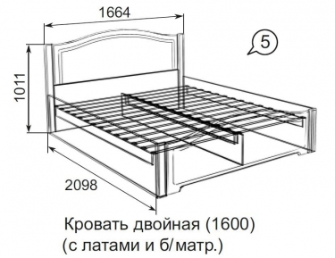 Кровать Ижмебель Виктория 5 латы