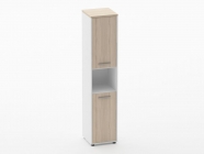 Шкаф 4 узкий верх стеклянная дверь, низ закрытый Персона Грата Deka 10.19.19Пр Туя/Белый