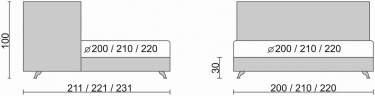 Круглая кровать Конкорд Caprice 220x220 см Красная ткань