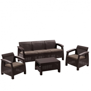 Комплект для отдыха Афина-мебель Yalta 3set AFM-1030A Brown/Cappuccino