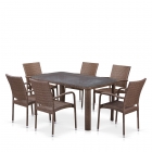 Комплект плетеной мебели Афина-мебель T51A/Y376-W773-150x85 6Pcs Brown