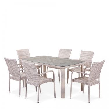 Комплект плетеной мебели Афина-мебель T51A/Y376-W85-150x85 6Pcs Latte