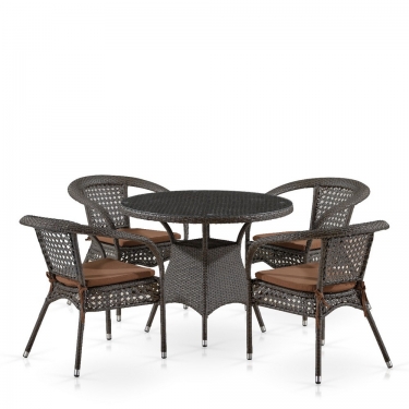 Комплект плетеной мебели мебели Афина-мебель T220CT/Y32-W53 Brown 4Pcs