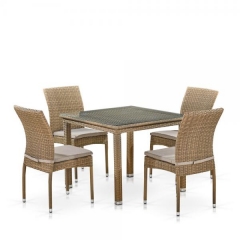 Комплект плетеной мебели Афина-мебель T257B/Y380B-W65 Light Brown 4+1