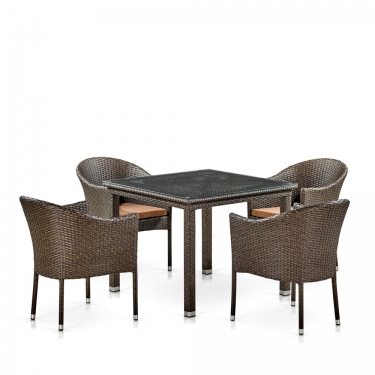 Комплект плетеной мебели Афина-мебель T257A/Y350A-W53 4PCS Brown