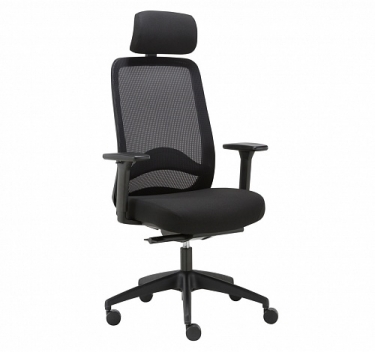 Кресло рабочее с подголовником Profoffice Carot E Black 3D Black headrest