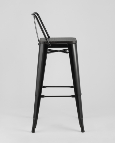 Стул барный Stool Group Tolix Wood 75.5 со спинкой Черный