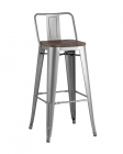 Стул барный Stool Group Tolix Wood 75.5 со спинкой Серебристый