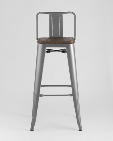 Стул барный Stool Group Tolix Wood 75.5 со спинкой Серебристый