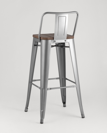 Стул барный Stool Group Tolix Wood 75.5 со спинкой Серебристый
