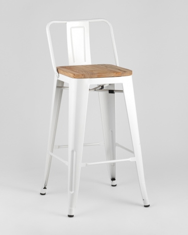 Полубарный стул Stool Group Tolix Wood со спинкой Белый