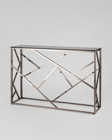 Консоль Stool Group АРТ ДЕКО 115x30 Темный хром стекло smoke