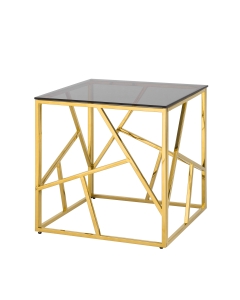 Журнальный столик Stool Group АРТ ДЕКО 55x55 Золото стекло smoke