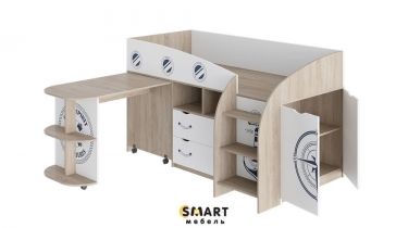Кровать комбинированная SMART мебель Немо Дуб сонома/Белый