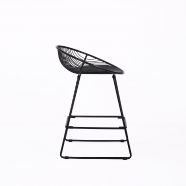 Стул барный Stool Group UFO черный металл с черной подушкой из экокожи