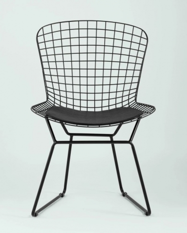 Стул обеденный Stool Group Bertoia Черный с черной подушкой из экокожи