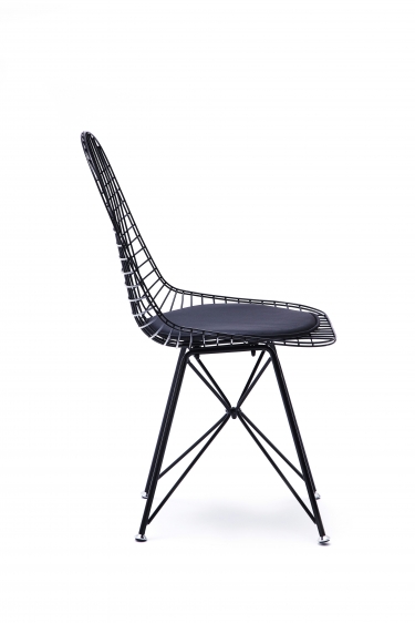 Стул обеденный Stool Group Eiffel из металла цвет черный с подушкой из черной экокожи