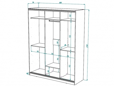 Шкаф-купе 2-х дверный Народная мебель Виктория 1800х584х2300, Ясень шимо светлый 18ДЛЛЛДЛЛЛ-ПППШ-Яшс 310-624