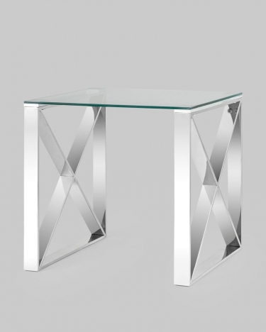 Журнальный стол Stool Group КРОСС 55x55 Серебро