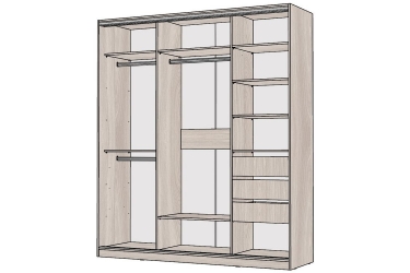 Шкаф-купе 2-х дверный Народная мебель Виктория 2000х584х2300, Ясень шимо светлый 20ДЛЛЛДЗЗЗ-ЯПШШ-Яшс 310-1592