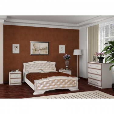 Кровать из массива Браво Карина-10 200х160 Дуб молочный Светлая экокожа