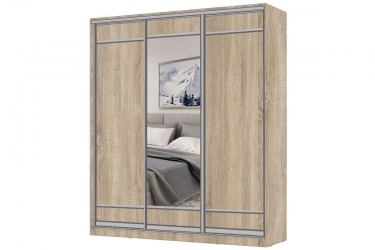 Шкаф-купе 3-х дверный Народная мебель Виктория 2000х584х2300, Дуб сонома светлый 20ДЛЛЛДЛЗЛДЛЛЛ-ЯППП-Дсс 310-3076