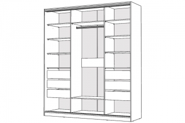 Шкаф-купе 3-х дверный Народная мебель Виктория 2000х584х2300, Белый 20ДЗЗЗДЗЗЗДЗЗЗ-ЯЯПП-Б 310-3320