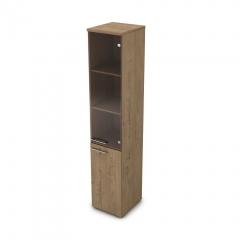 Пенал высокий со стеклом ALSAV GLOSS LINE 9НП.005.12 Teakwood
