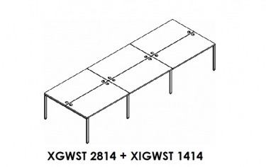 Составная рабочая станция Skyland XTEN GLOSS XGWST 2814 + XIGWST 1414 Дуб Сонома