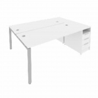 Рабочая станция с опорной тумбой Рива Metal System Б.РС-СТП-2.4 Белый/Серый