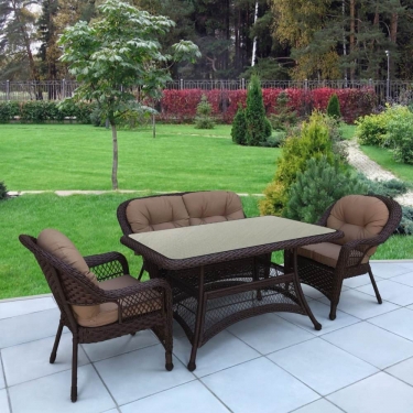 Комплект плетеной мебели Афина-мебель T130/LV-520BB-Brown_Beige