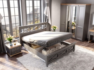 Кровать двуспальная 1600 с подъемным механизмом Любимый дом Амели ЛД 642.790.000 Оникс серый