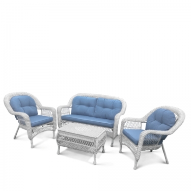 Плетеный комплект для отдыха из искусственного ротанга Афина-мебель LV-520 White/Blue
