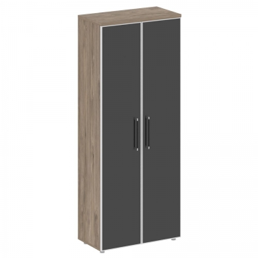 Шкаф высокий широкий со стеклянными дверцами Рива SHIFT SK.ST-1.10R black Тиквуд Темный/Антрацит