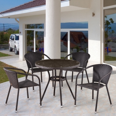 Комплект плетеной мебели Афина-мебель T282ANT/Y137C-W53 Brown 4Pcs