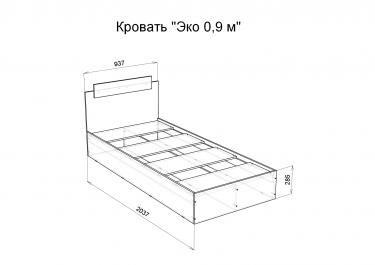 Кровать 900 х 2000 м Эко МАГ-РИВЕР Ясень шимо темный/Ясень шимо светлый