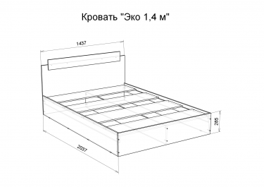 Кровать 1400 х 2000 "Эко" МАГ-РИВЕР Венге/Сосна Лоредо