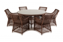 Обеденная группа плетеная 4sis Эспрессо-150 L ECL6T-7-SET brown